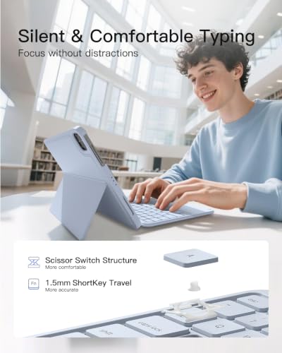 Inateck for iPad (A16) 11th/10th Gen 450g Ultralight Keyboard Case, Air 11" 2026 M4 /M3/M2, Air 5/4th, Pro 11 4/3/2/1th,1 Second Magnetic Detachable Keyboard with Touchpad, AceTouch, Blue - color: Light blue