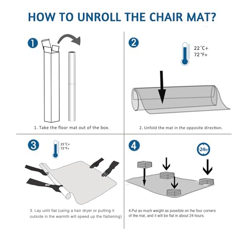 Large Chair Mat for Hardwood Floor, 46” x 60” Office Chair Mats, Clear Floor Protector Mat, Easy Rolling Chair Mats for Home Office, Easy to Clean (Rectangle) - color: Clear, size: 46'' x 60'' Rectangle