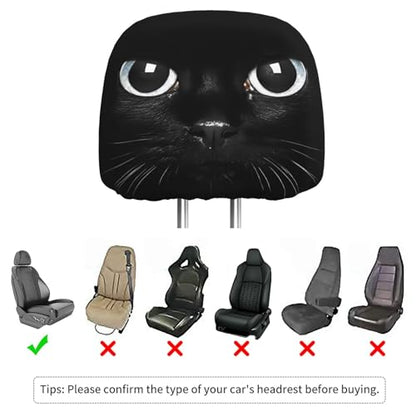 Dujiea 2 Pack Black Cat Car Headrest Covers, Universal Soft Car Seat Head Rest Protector, Vehicle Accessories Fabric Headrest Cover for Cars Vans Trucks - color: Black Cat