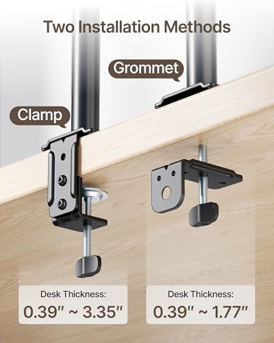 monTEK 2-in-1 Monitor Mount and Laptop Stand for Desk, Ergonomic Height Adjustable Monitor Arm Fits up to 32-Inch Screen and 17-Inch Notebook, Holds up to 22 lbs, C-Clamp and Grommet