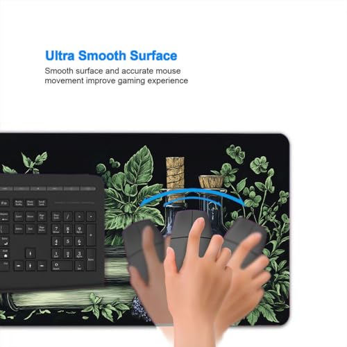 SkullPotion Mouse Pad Large Dark Academia Potion Herb Botanical Witchcraft XL Mouse Pad Large Mousepad Extended Laptop Keyboard Mat Gaming Desk Pad Mouse Mat 31.5x11.8 Inch - color: SkullPotion
