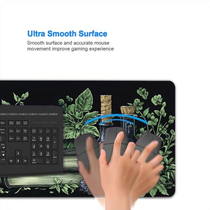 SkullPotion Mouse Pad Large Dark Academia Potion Herb Botanical Witchcraft XL Mouse Pad Large Mousepad Extended Laptop Keyboard Mat Gaming Desk Pad Mouse Mat 31.5x11.8 Inch - color: SkullPotion