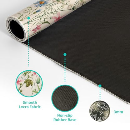 Flower Gaming Mouse Pad Large Mouse Pad for Keyboard and Mousepad Desk Mat with 3mm Non-Slip Base and Stitched Edge for Gaming and Office Computer Mat Protector Mat 27.6x11.8 Inch - color: Flower