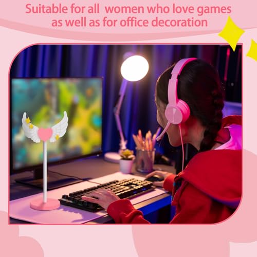 Kingdder Wings Headphone Stand Cute Wood Headphone Stand Adorable Headset Holder Accessories Gamer Gifts for Teenage Teacher Women Girlfriend Office Worker Wife Gamer Room Office Desk - style: Wings