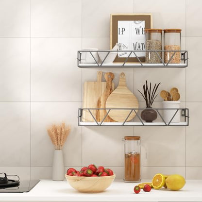 Amaoot Floating Shelves Set of 3, Home Wood Wall Shelf, Farmhouse Shelf for Bedroom, Wall Mounted Floating Shelf for Living Room, Bedroom, Bathroom, Kitchen, Office (Gray) - color: Grey