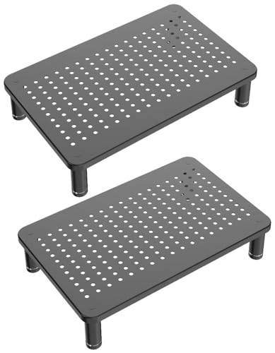 Husky Mounts 2-Pack Monitor Riser Laptop Stand, Adjustable Legs, Stackable, 14.5" x 9.25" x 3.25" Max Height, Matte Black Steel-Black. - size: 2-Pack
