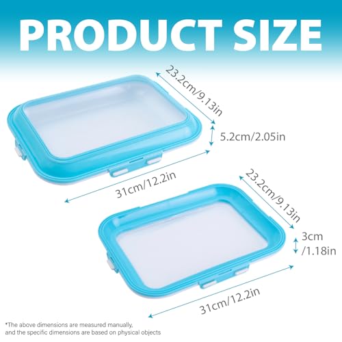 Kmass Kmaxx Plastic Snack Tray with Elastic Reversible Lid, 2-Pack – Airtight Storage Container for Fridge for Bacon, Deli Meat, Cheese, Cold Cuts & Fruit