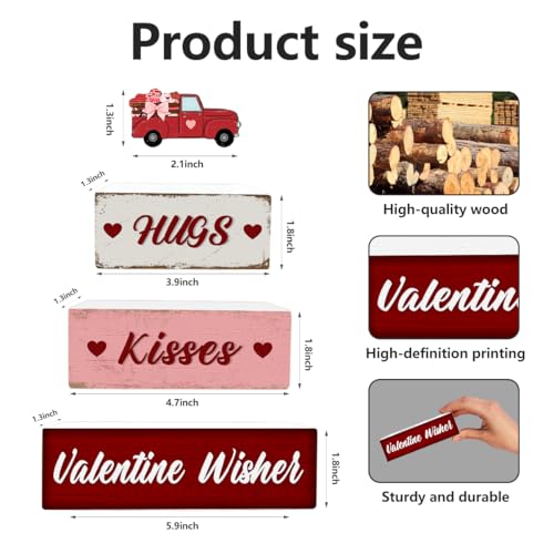 4 Pcs Valentine's Day Decorations Reversible St. Patrick's Day Table Sign Centerpiece Wooden Truck Desk Decor Double Side Irish Tiered Tray Decor for Table Shelf Mantel Farmhouse Home Decoration - color: Reversible