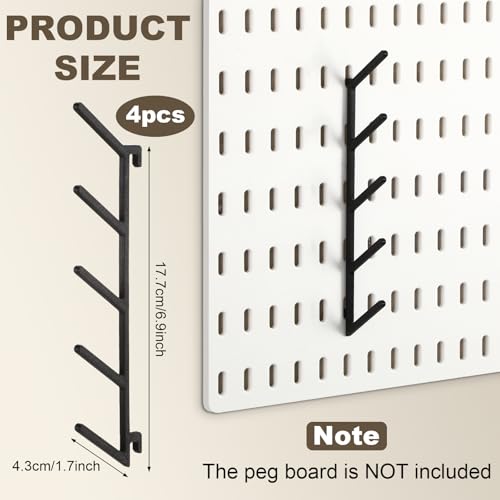 Novabright 4 Pcs Black Pegboard 3/5 Spot Thread Hooks with Angled Spool Hooks Display Storage Peg Board Accessories Sewing Spools and Threads Organization for DIY Retail - color: Black