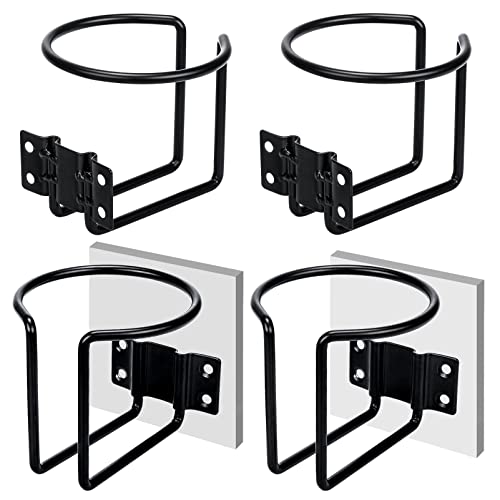 4 pcs Stainless Steel Boat Cup Holder, Universal Drink Holders for Boat, Truck, RV, Tractor, Outdoor Wooden Swing, Black - color: Black