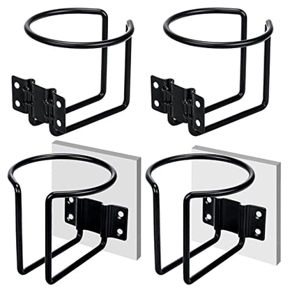 4 pcs Stainless Steel Boat Cup Holder, Universal Drink Holders for Boat, Truck, RV, Tractor, Outdoor Wooden Swing, Black - color: Black