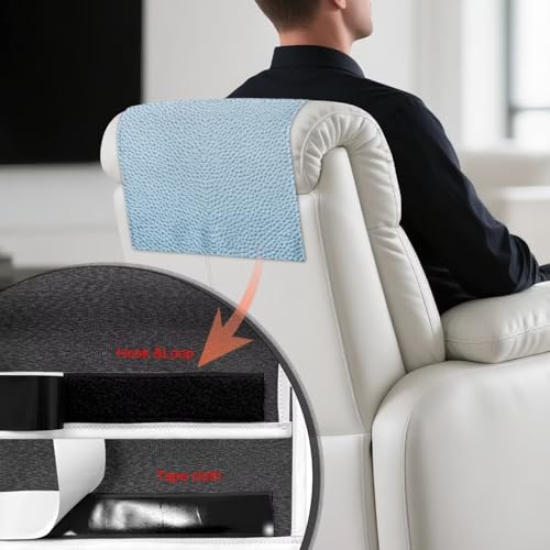 Blue Recliner Chair Covers for Headrest, Hair Oil Resistant Recliner Headrest Covers, Stretch Leather Couch Cover, Dust-Proof Furniture Protector, 2 Packs - color: Blue