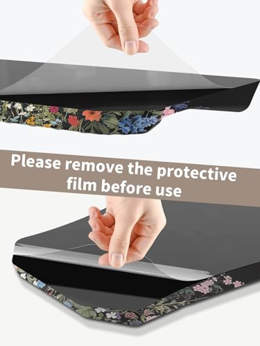 3-in-1 Ergonomic Keyboard Stand with Wrist Rest & Mouse Pad Set, Comfy Keyboard Riser Holder Soft Mousepad with Massage Design, Memory Foam and Non-Slip PU Base for Pain Relief, Flower - color: Black Flower