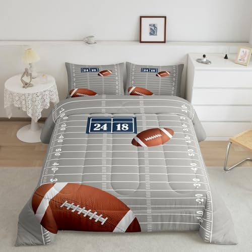 jejeloiu Football Comforter Set Twin Size Kids Rugby Comforter for Boys Girls Teens Football Bedding Set Breathable Sports Theme Duvet Set Room Decor Quilt Set - color: Multi 04, size: Twin