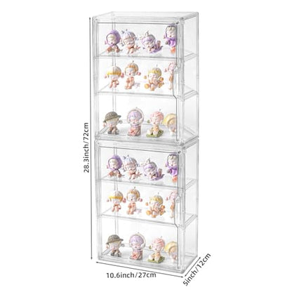 3 Tier Display Case for Collectibles,Clear Display Box with 2 Movable Plates ,Storage Container with Magnetic Door (Large 2 Pack) - size: Large 2 Pack