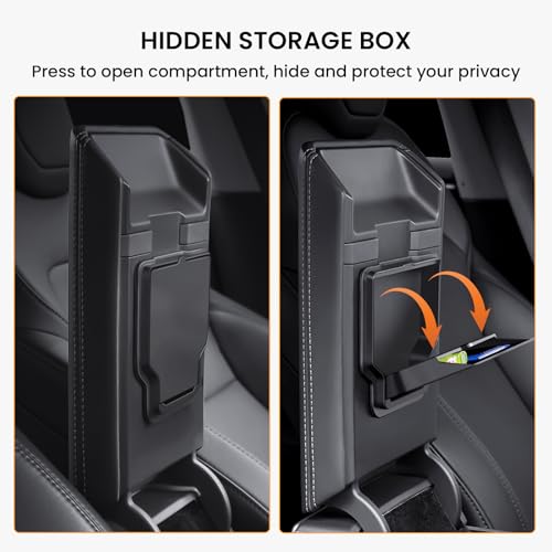BANKKY 6PCS Center Console Organizer Tray for Tesla Model 3 Highland 2024 2025 Car Accessories with Armrest Storage Tray, Hidden Storage Box, Cup Holder Insert, Camera Privacy Cover, Glove Box Hook - size: 6PCS (24-26) Model3 Black