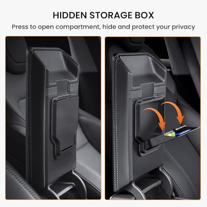 BANKKY 6PCS Center Console Organizer Tray for Tesla Model 3 Highland 2024 2025 Car Accessories with Armrest Storage Tray, Hidden Storage Box, Cup Holder Insert, Camera Privacy Cover, Glove Box Hook - size: 6PCS (24-26) Model3 Black