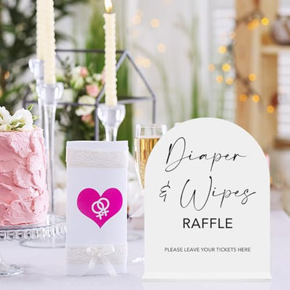 Diaper and Wipes Raffle Sign, Baby Shower Diaper and Wipes Game Sign, Shower Reception Event Party Table Desk Acrylic Decor 8x10 Inch - color: Diaper Wipes Raffle