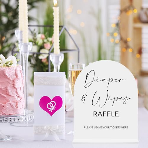 Diaper and Wipes Raffle Sign, Baby Shower Diaper and Wipes Game Sign, Shower Reception Event Party Table Desk Acrylic Decor 8x10 Inch - color: Diaper Wipes Raffle
