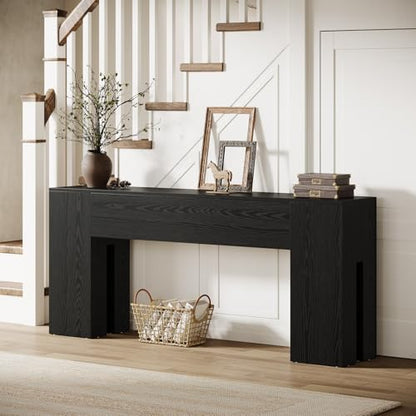 Tribesigns 71-Inch Long Console Table for Entryway, Farmhouse Sofa Console Behind Couch, Entry Table for Hallway, Foyer, Living Room, Black - color: Black