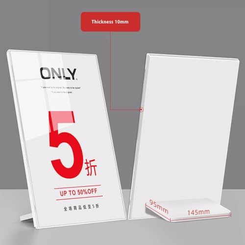 Acrylic Sign Holder A3/A4/A5 Menu Displays L Shape Sign Stand Table Top Sign Stand (Vertical A5 148×210mm/ 5.83×8.27 inches) - color: Vertical A5 148×210mm/ 5.83×8.27 inches