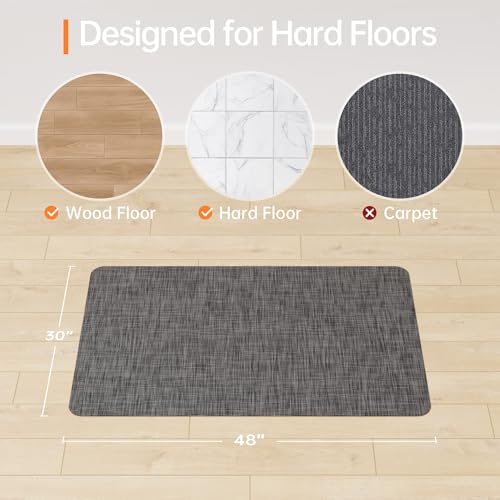 Office Chair Mat, 30" x 48" Computer Chair Mat for Hardwood Floor, Non-Curve Anti Slip Hard Floor Protector for Rolling Chair, PVC Mat Desk Rug for Home Office - color: Dark Grey, size: 30" x 48" Rectangular