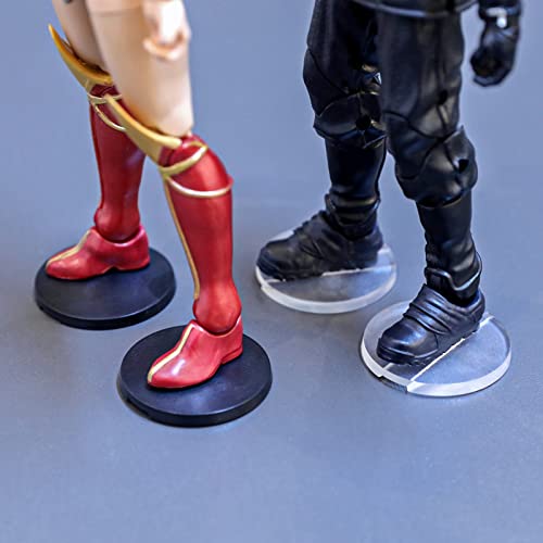 56PCS Action Figure 6 inch Display Stand, Toy Support Holder Stands Base, Compatible with GiJeo Classified Series/Mavel Legends Series/D C/Mo tu 1/12 Figures, Mix Clear & Black - color: 56PACK Transparent&Black(Round)
