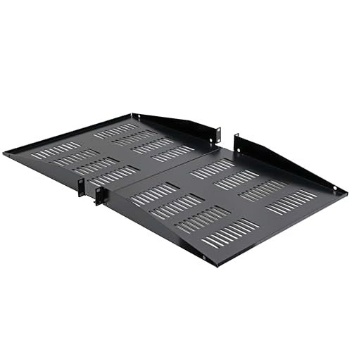 Aeons 1U 19-inch Universal Server Shelf Rack Mount Vented Cantilever Center Mount Shelf 15" Deep, Fixed Server Rack Cabinet Shelf Black 2-Pack - style: 1U-15" Vented