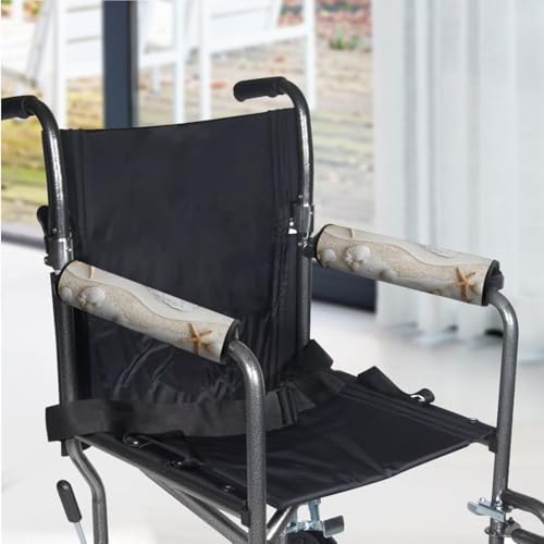 Wheelchair Armrest Covers Beach Shell Starfish Wheel Chair Accessories Adults 2 Pack Wheelchair Arm Pads for Office Transport Chair - color: Beach Shell Starfish