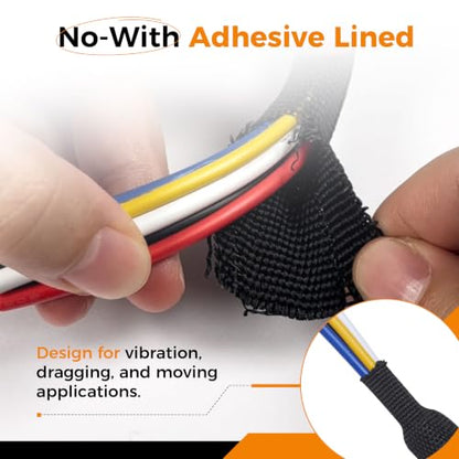 Black 2:1 Ratio Automotive Heat Shrink Braided Sleeving,Wear-Resistant Flat Woven Shrinkable Sleeve Fabric Car Cable Wires Hoses Protection (1-3/8"-8ft) - size: 1-3/8"-8ft