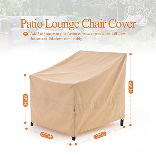 WJ-X3 Patio Chair Covers Waterproof, 43W x 42D x 42H, Beige, 1-Pack | Outdoor furniture Cover, Heavy Duty, Patio Chair Covers, Oversized Club Chair Fit, Mid-Cinch, Buckle-Strap Security - color: Beige, size: 43W x 42D x 42H, 1-Pack, Patio Chair