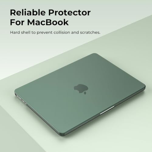 EooCoo Compatible with MacBook Air 13 inch Case M5 2026-2022 M4 M3 M2 Model A3449 A3240 A3113 A2681, Mac Air 13.6 inch Hard Shell & Keyboard Cover & Screen Film & Type-C, Matte Midnight Green - color: Matte Midnight Green