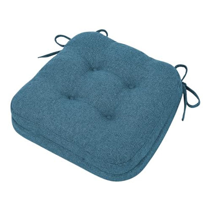 baibu Dining Chair Cushions, Memory Foam Kitchen Chair Cushions, Dual-Layer Patented Design Seat Pads with Ties, 16.5 x 16.5 x 3.5in, Blue - color: Blue, size: 1 Count (Pack of 1)