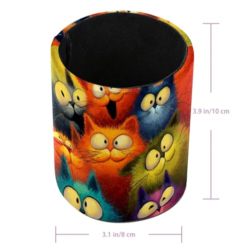 Funny Cats Pen Holder Pencil Organizer for Desk, 3.1” x 3.1” x 3.9” Pencil Cup Office Supplies, Large Capacity Cute Pen and Makeup Brush Holder for Desktop, Home, School - color: Funny Cats
