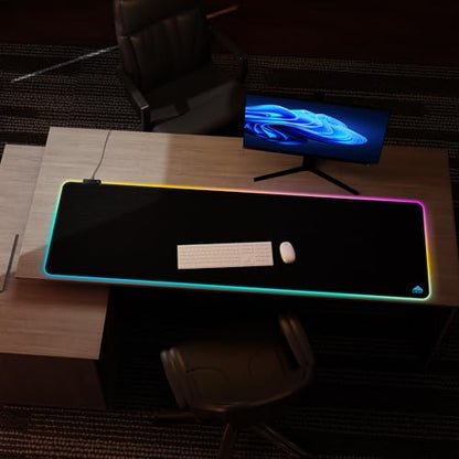 Cacoy 63" x 20" Large RGB Gaming Mouse Pad, Full Desk Extended Keyboard Mousepad with Stitched Edges, 9 Light Modes Desk Mat with Smooth Surface and Non-Slip Rubber Base, LED Computer Mouse Mat, Black - color: Rgb, size: 63" x 20"