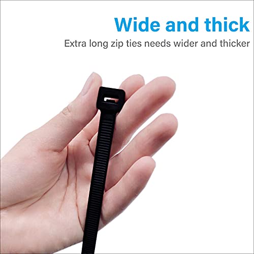 Long Zip Ties 36 inch Heavy Duty, Premium Black Large Zip Ties 36 inch Cable Ties with 175 lbs Nylon Zipties for HVAC Outdoor use, 12 PCS - color: Black