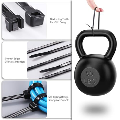 Cable Zip Ties 12 inch Cehony 500 Pack Black Zip Ties Heavy Duty 50lbs Tensile Strength Plastic Zip Ties for Outdoor and Indoor Multi-Purpose Cable Ties Self-Locking UV Resistant Wire Ties Wraps - color: Black