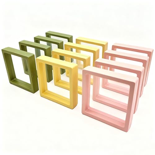 12PCS 3D Floating Frame Display Stand, Jewelry Box, Gift Box, Ornament Organizer, Small Travel Jewelry Box, PE Film Anti-Oxidation, Suspended Display Box Stackable (4.33 * 4.33, Type 2) - color: 4.33*4.33, Type 2