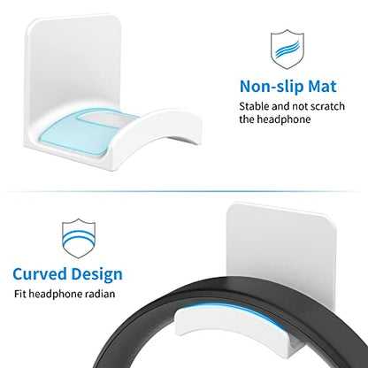 SOKUSIN Headphone Stand Headset Holder - Adhesive Gaming Earphones Hanger, Universal Desk Wall Mount Hook for All Headphone/Controller, Compatible with Beats, AirPods Max,Sony, JBL (White) - color: White