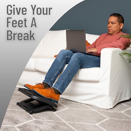 Mind Reader Foot Rest, Under Desk at Work, Ergonomic, Height Adjustable, Office, Plastic, Black - size: Adjustable Footrest