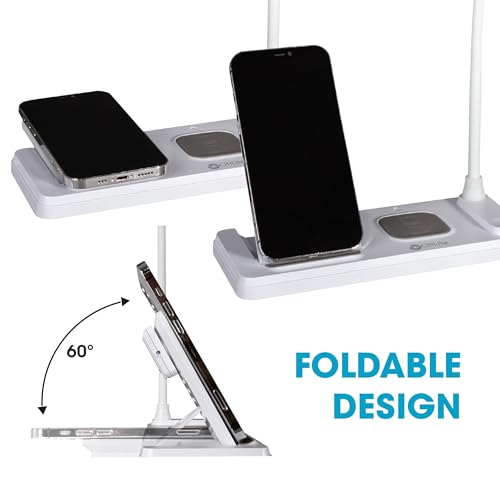 OttLite LED Table Lamp with Wireless Charging, White | Smartwatch Charging Stand | 3 Color Temperature Modes | Flexible Neck | ClearSun LEDs Reduce Eyestrain