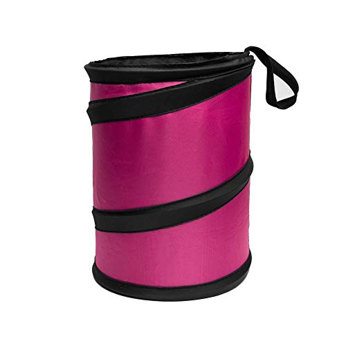 FH Group Automotive Waterproof Portable Collapsible Small Trash Can Garbage Container fits Most Cars,Polyethylene, SUVs, and Trucks Pink - color: Pink, style: Small