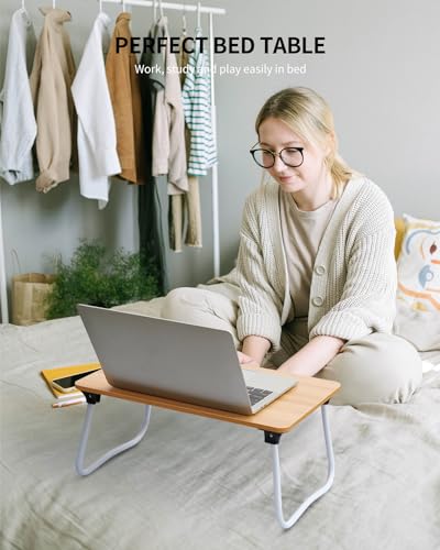Ruxury Foldable Lap Desk Laptop Stand Bed Desk Table Tray, Breakfast Serving Tray, Portable & Lightweight Mini Table, Lap Tablet Desk for Sofa Couch Floor - Wood - color: Wood