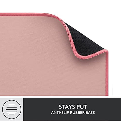 Logitech Desk Mat - Studio Series, Multifunctional Large Desk Pad, Extended Mouse Mat, Office Desk Protector with Anti-Slip Base, Spill-Resistant Durable Design, in Darker Rose - color: Darker Rose