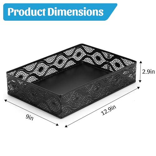 Desk Tray Organizer Mesh File Basket, Office Drawer Metal Trays Organizing Storage Box, Desktop Paper/Letter Tray for Office Home Makeup & Vanity, Black, Pattern 1# - style: Pattern 1#