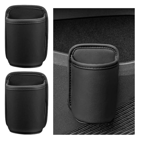 2 PCS Large Car Door Cup Holders, Clip On Beverage Drink Holder Vehicle Door Storage Organizer, Scratch-Resistant Leather Water Bottle Hanging Holder for SUV Sedan Truck (Black) - color: Black