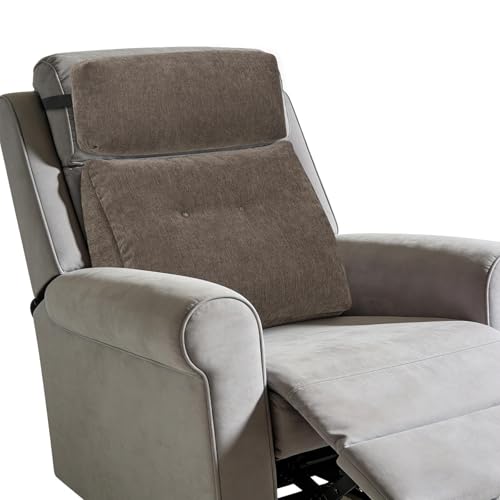 Lumbar Support Pillow for Recliner Chair with Headrest, Dual-Layer Large Back Pillow for Deep Couch & Sofa, Memory Foam Lower Back Support Cushion Set for Sciatica Relief Brown - color: Brown (With Headrest)