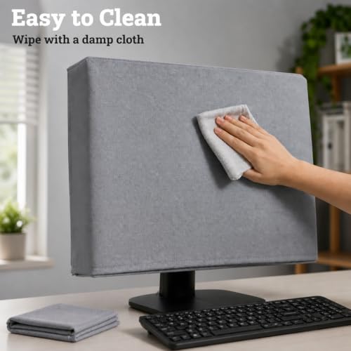 Computer Dust Cover - 27 Inch LCD Monitor Apple Flat Screen HD Panel Protector [Antistatic, Water Resistant, Heavy Duty Fabric, Silver] by DigitalDeckCovers - size: Fits 27" LCD
