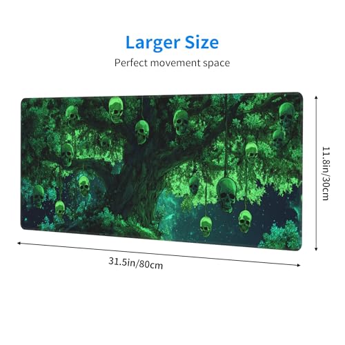 Skull Tree Mouse Pad Extended Large Gaming Mouse Pad XL Stitched Edges for Gamer Home Office 31.5 X 11.8 Inch - color: Skull Tree