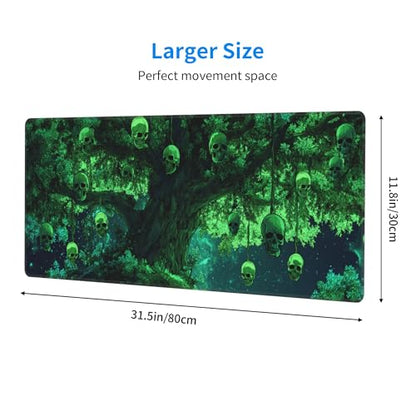 Skull Tree Mouse Pad Extended Large Gaming Mouse Pad XL Stitched Edges for Gamer Home Office 31.5 X 11.8 Inch - color: Skull Tree